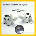 Hot Sales HT2085 Plastic Cow Shaped Sound With Mini LED Light Keychain